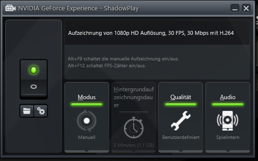 NVIDIA GeForce Experience - ShadowPlay - Config